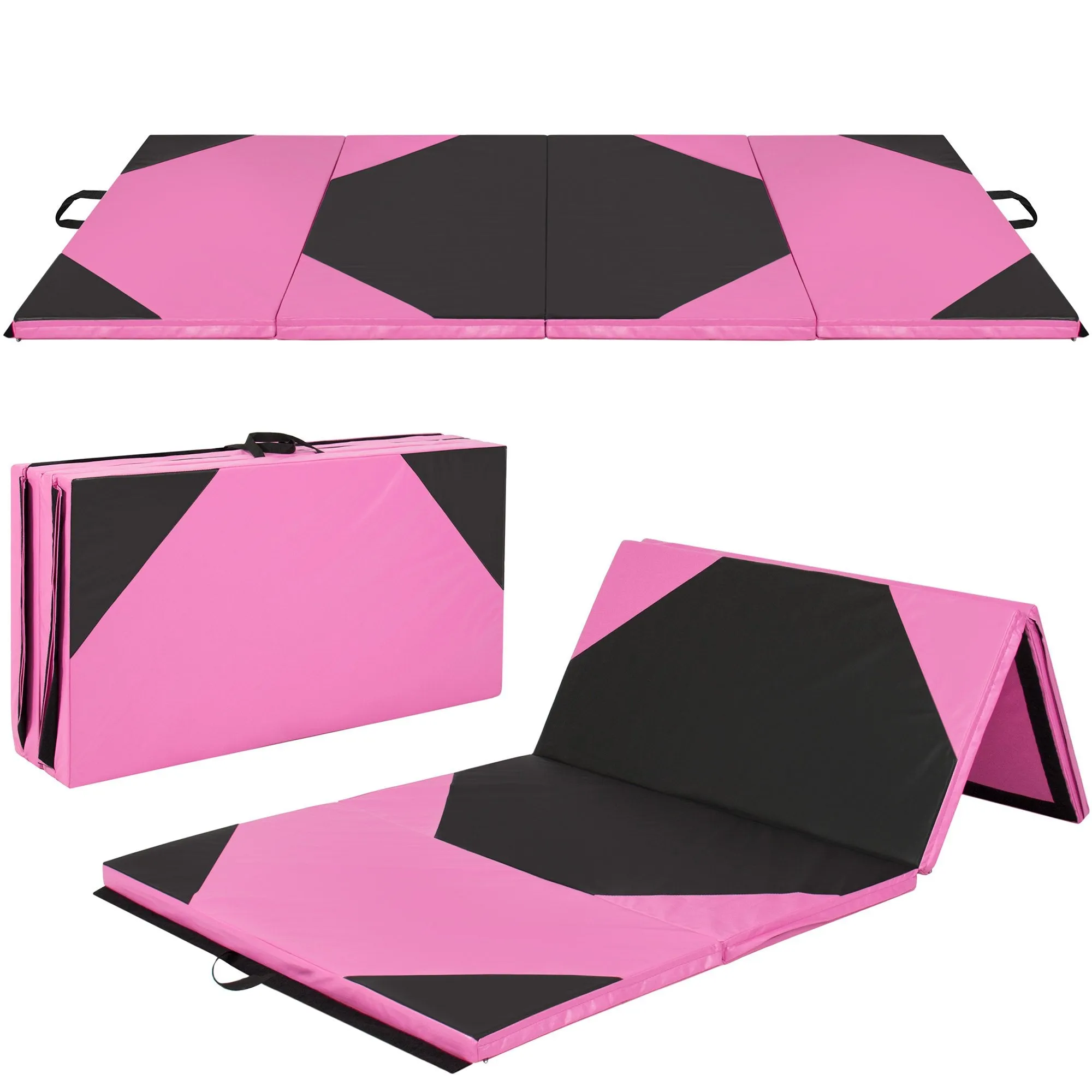 10ft 4-Panel Folding Foam Gym Exercise Floor Mat w/ Carrying Handles