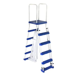 52-in A-Frame Ladder w/ Safety Barrier and Removable Steps for Above Ground Pools