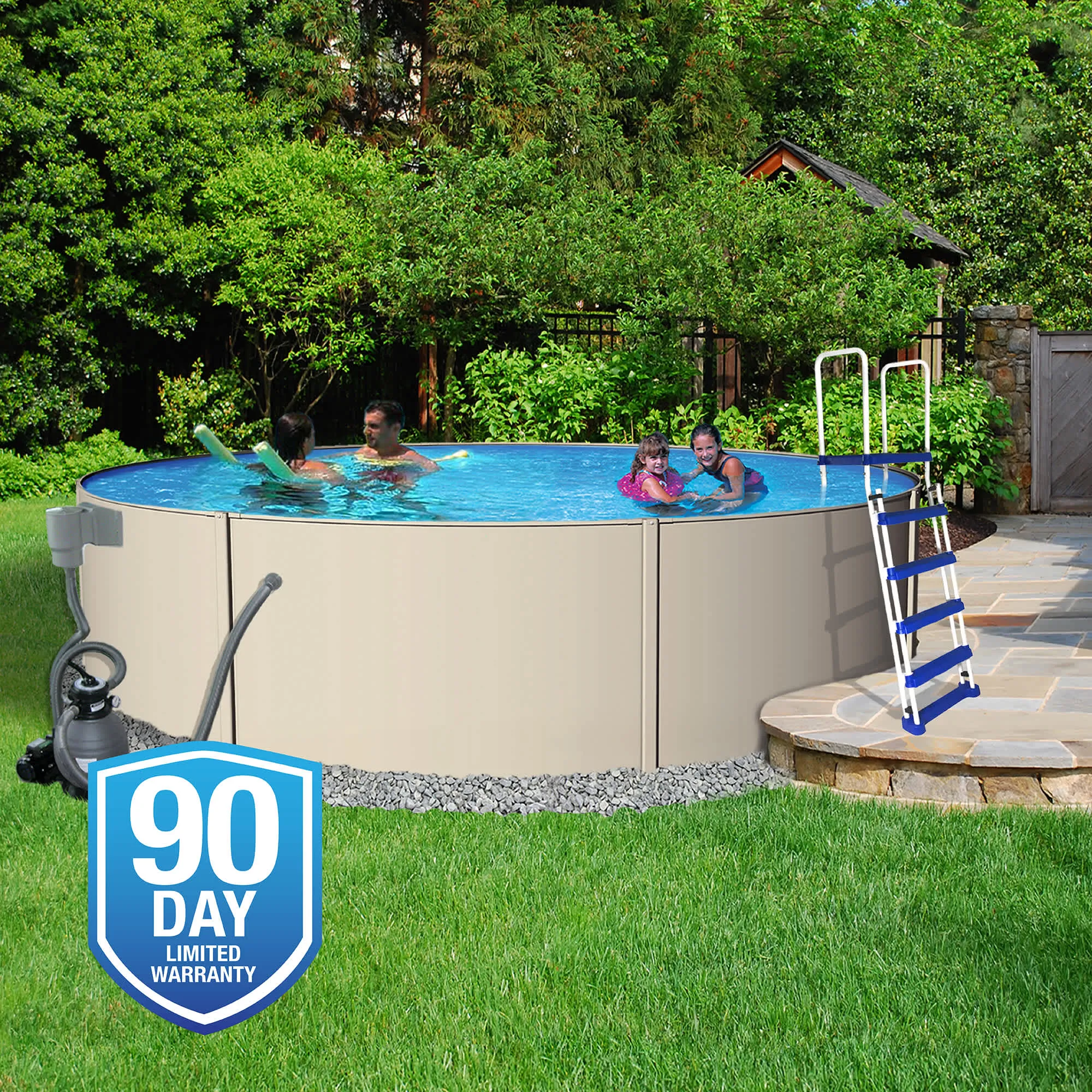 52-in A-Frame Ladder w/ Safety Barrier and Removable Steps for Above Ground Pools