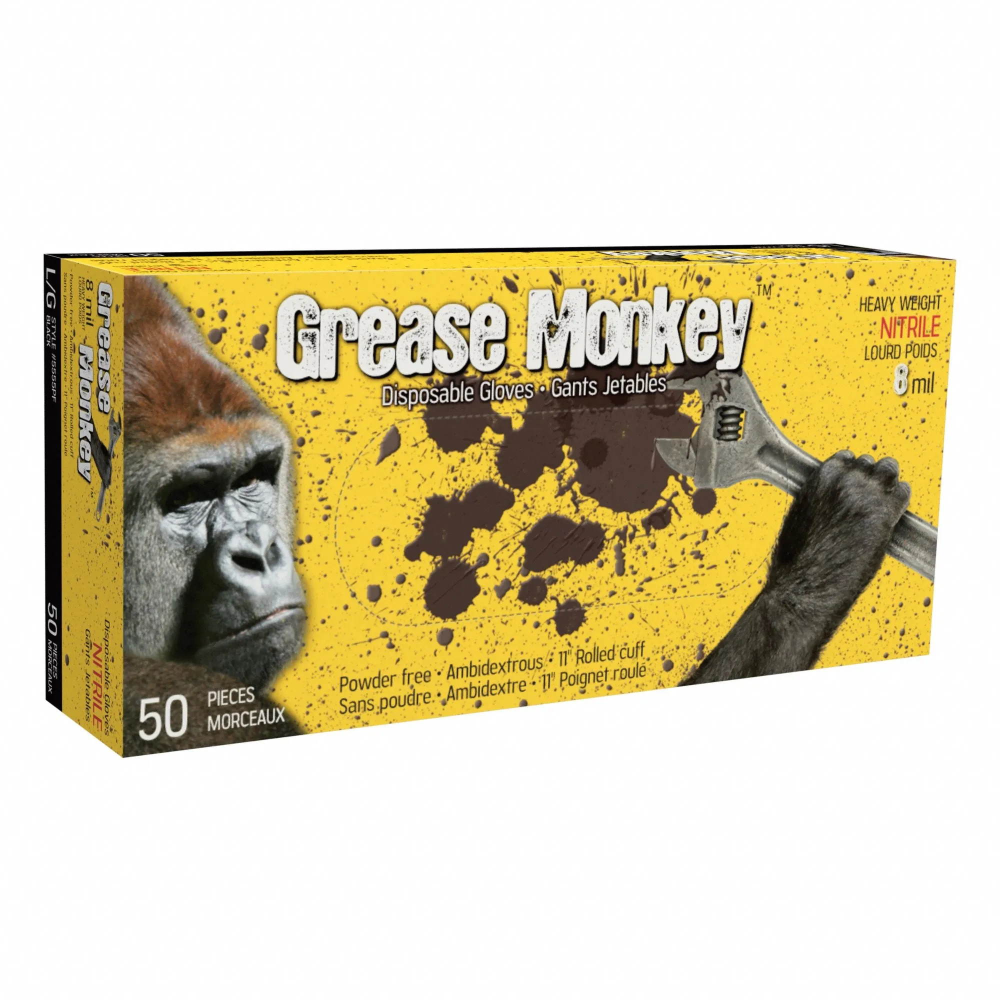 5555PF GREASE MONKEY 8MIL NITRILE GLOVES - 50PCS