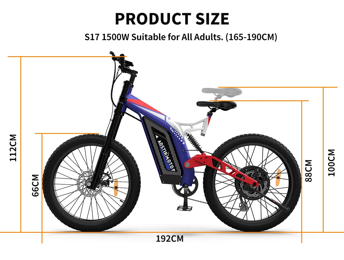 AostirMotor Big Front Fork Electric Bike S17-1500W