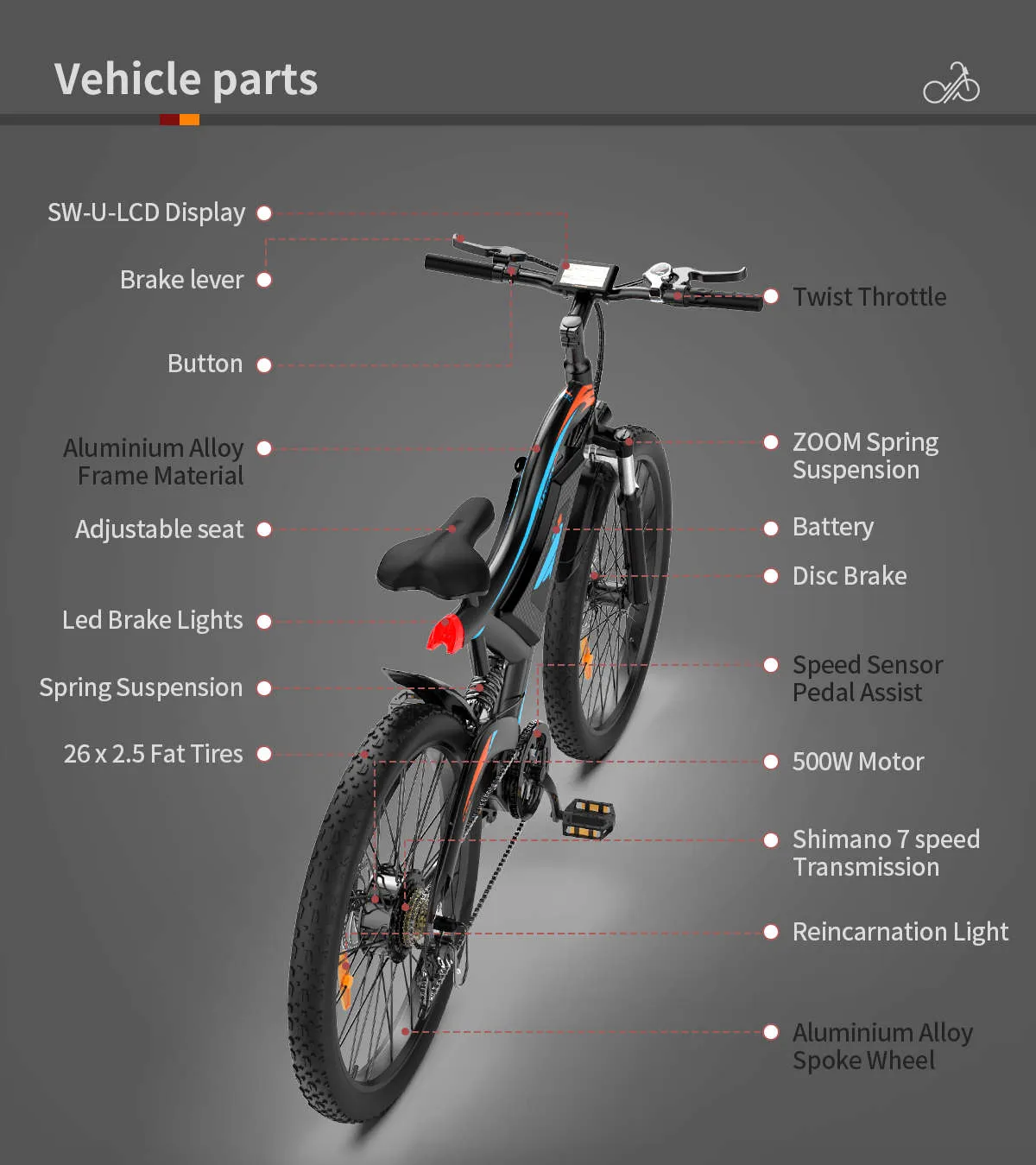 AostirMotor Electric Mountain Bicycle S05