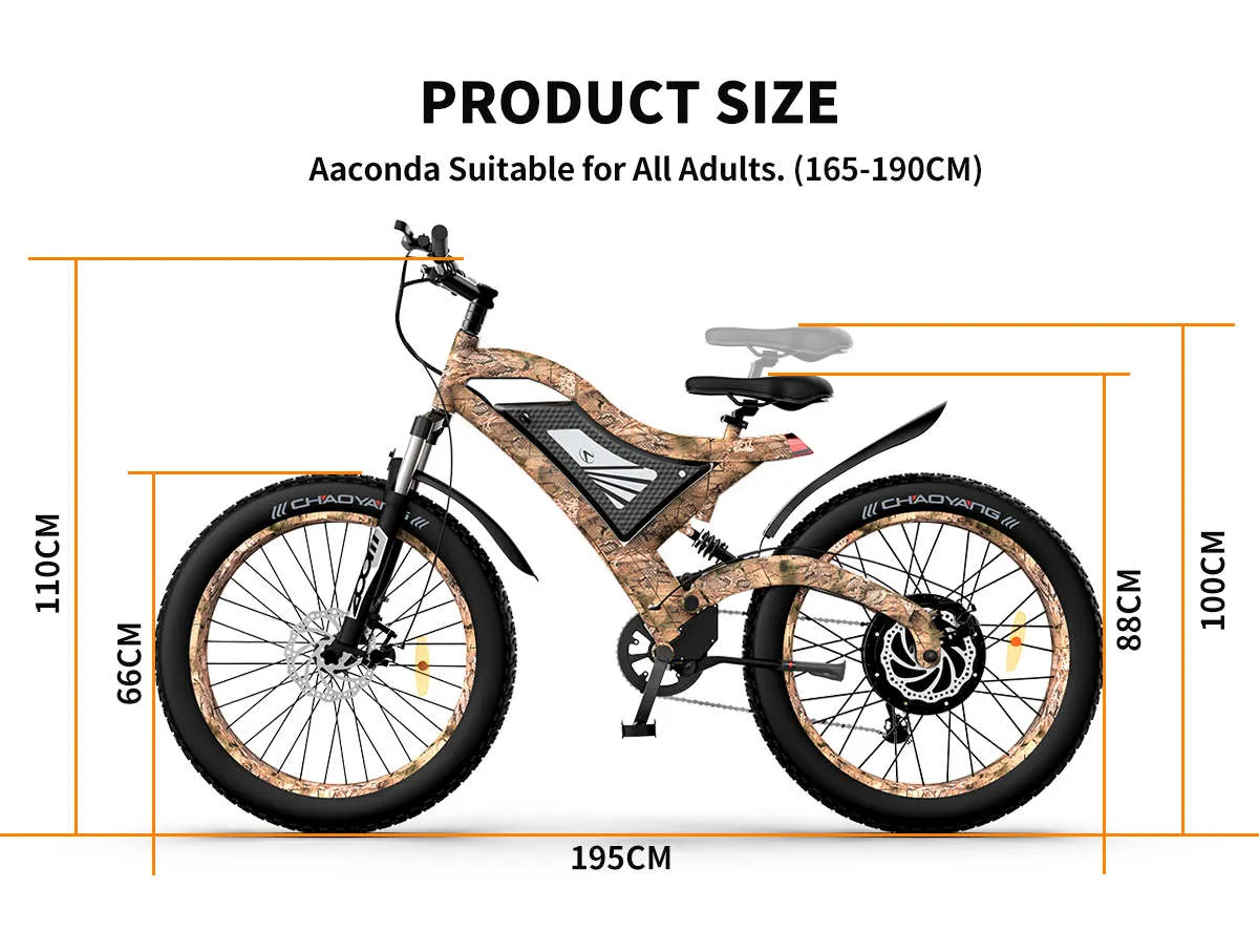 AostirMotor S18 1500W Electric Bike Snakeskin Grain