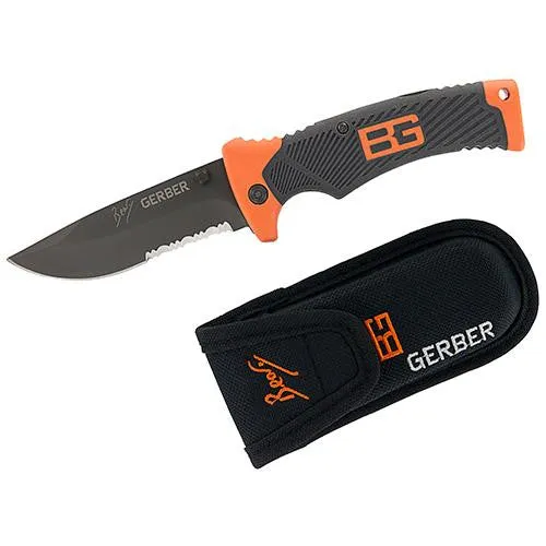 Bear Grylls Series - Survival Foldin Sheath Knife, Black, Clam Package