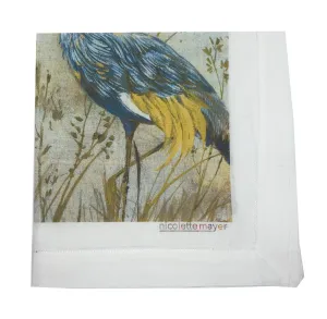 CRESTED CRANE WHEAT BLUE 22"X22" HEMSTITCH DINNER NAPKIN, SET OF 4