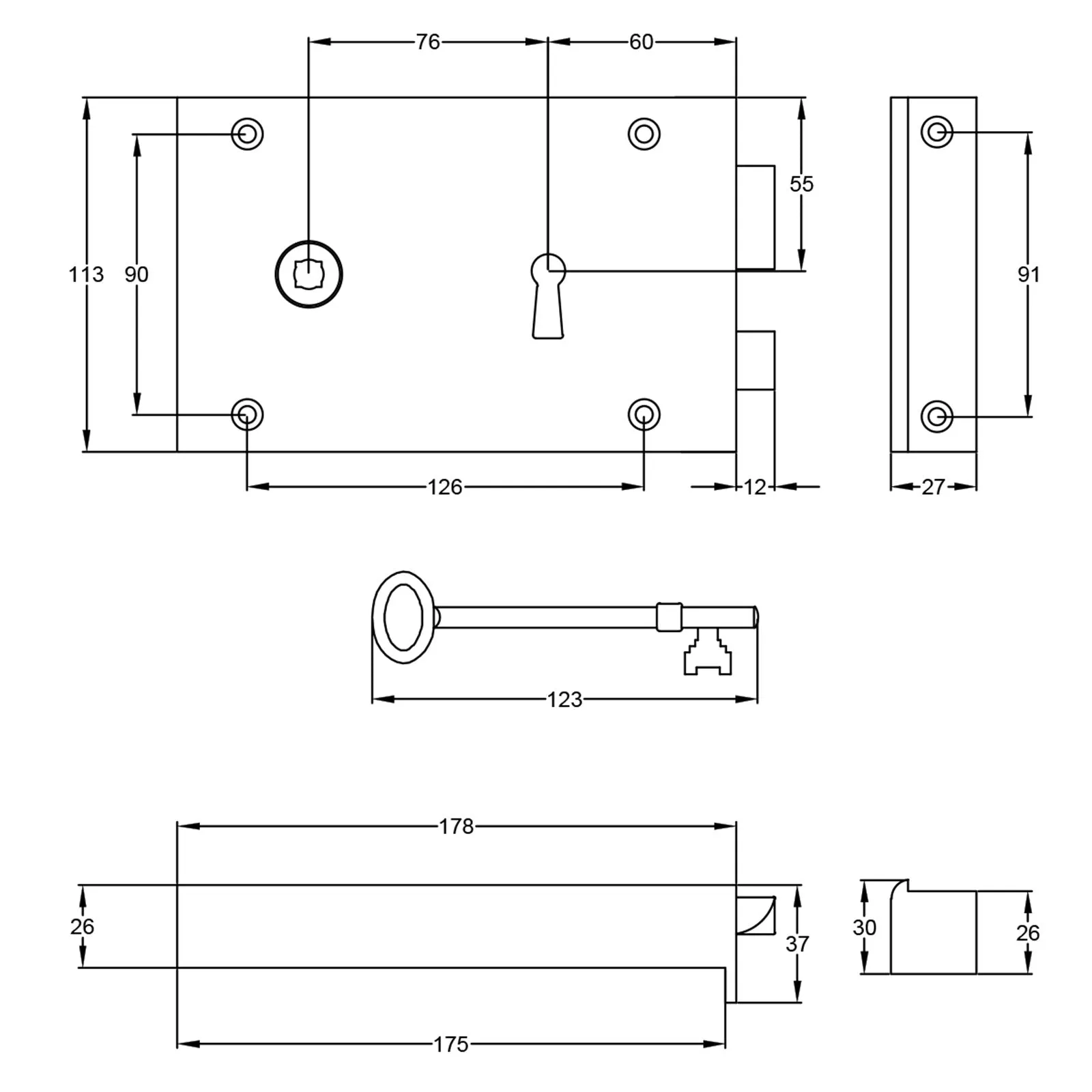 Large Iron Rim Lock & Knob Sets