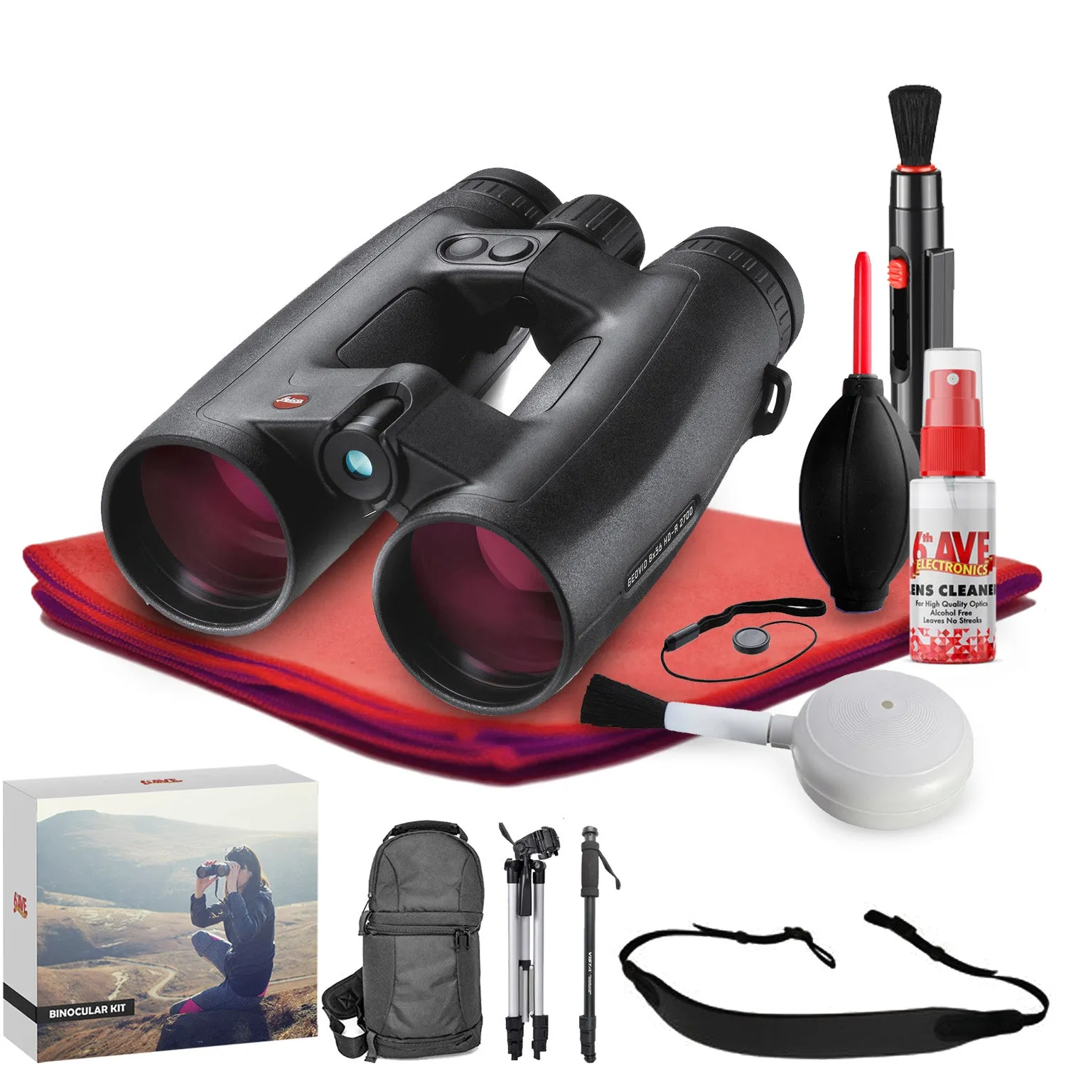 Leica 8x56 Geovid R Binocular/Rangefinder (Meters) - Exclusive Outdoors Binoculars Bundle