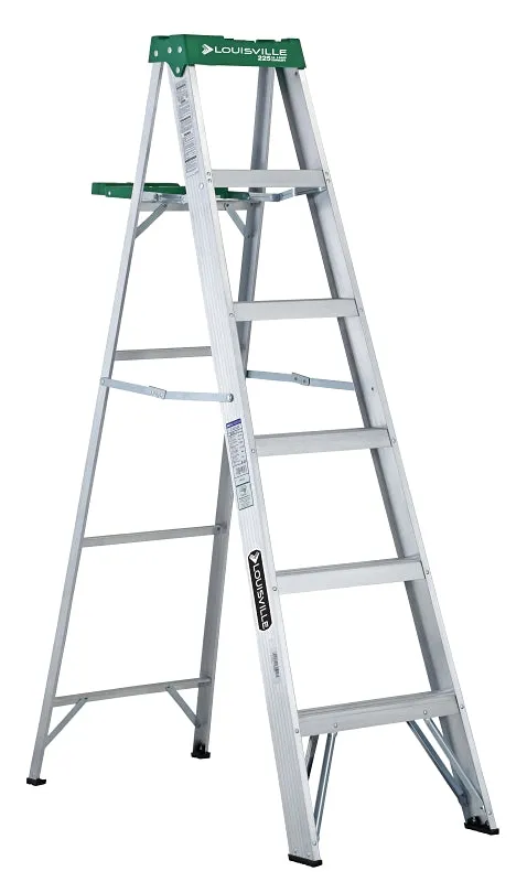 Louisville AS4006 Step Ladder, 125 in Max Reach H, 5-Step, 225 lb, Type II Duty Rating, 3 in D Step, Aluminum :EA: QUANTITY: 1