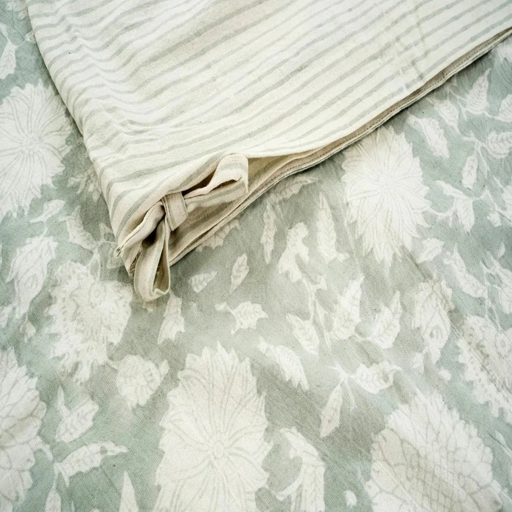 Maeve Block Print Queen Duvet Set Mist