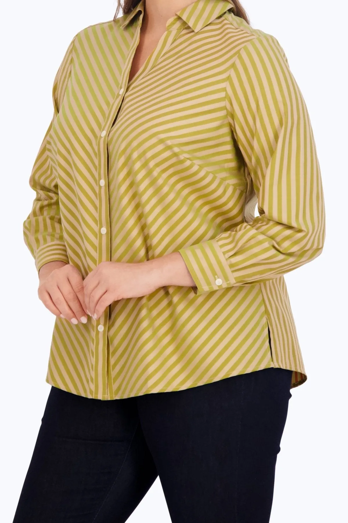 Mary Plus No Iron Dobby Stripe Shirt