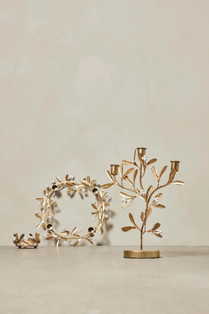 Missia mistletoe block candle holder H6 cm. light gold