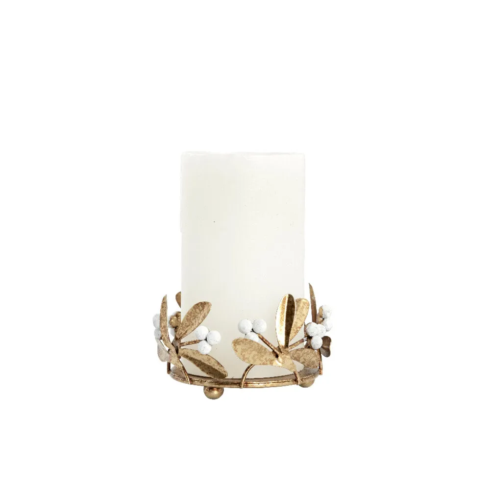 Missia mistletoe block candle holder H6 cm. light gold