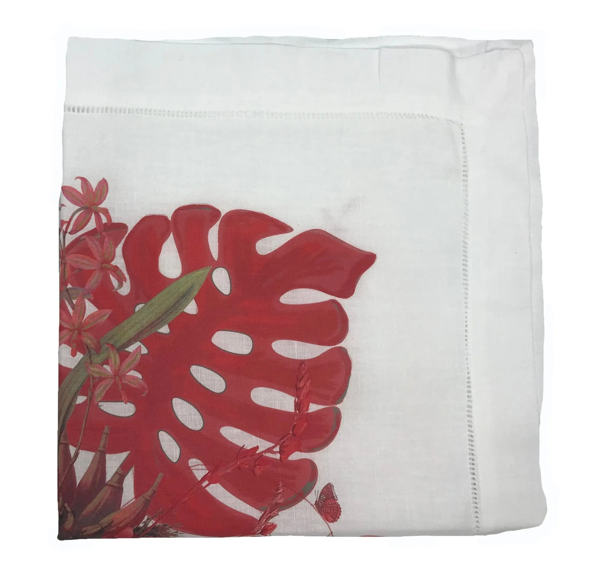 Monkey Jungle Rouge 22"X22" Hemstitch Dinner Table Napkins