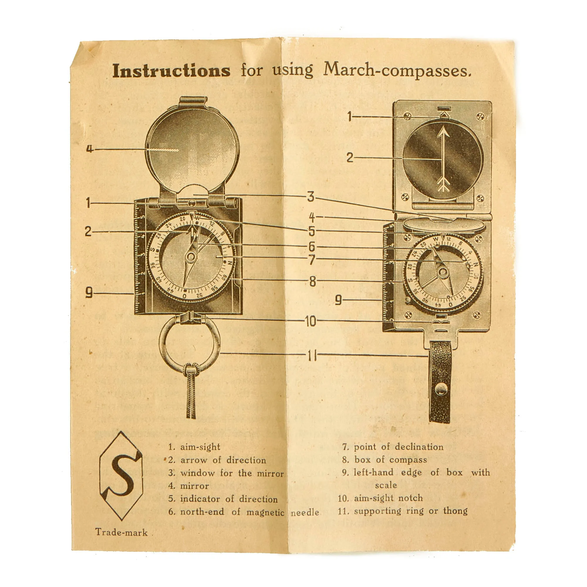 Original German WWII Tourist Market Compass in Packaging with Manual - Touristen-Kompass I