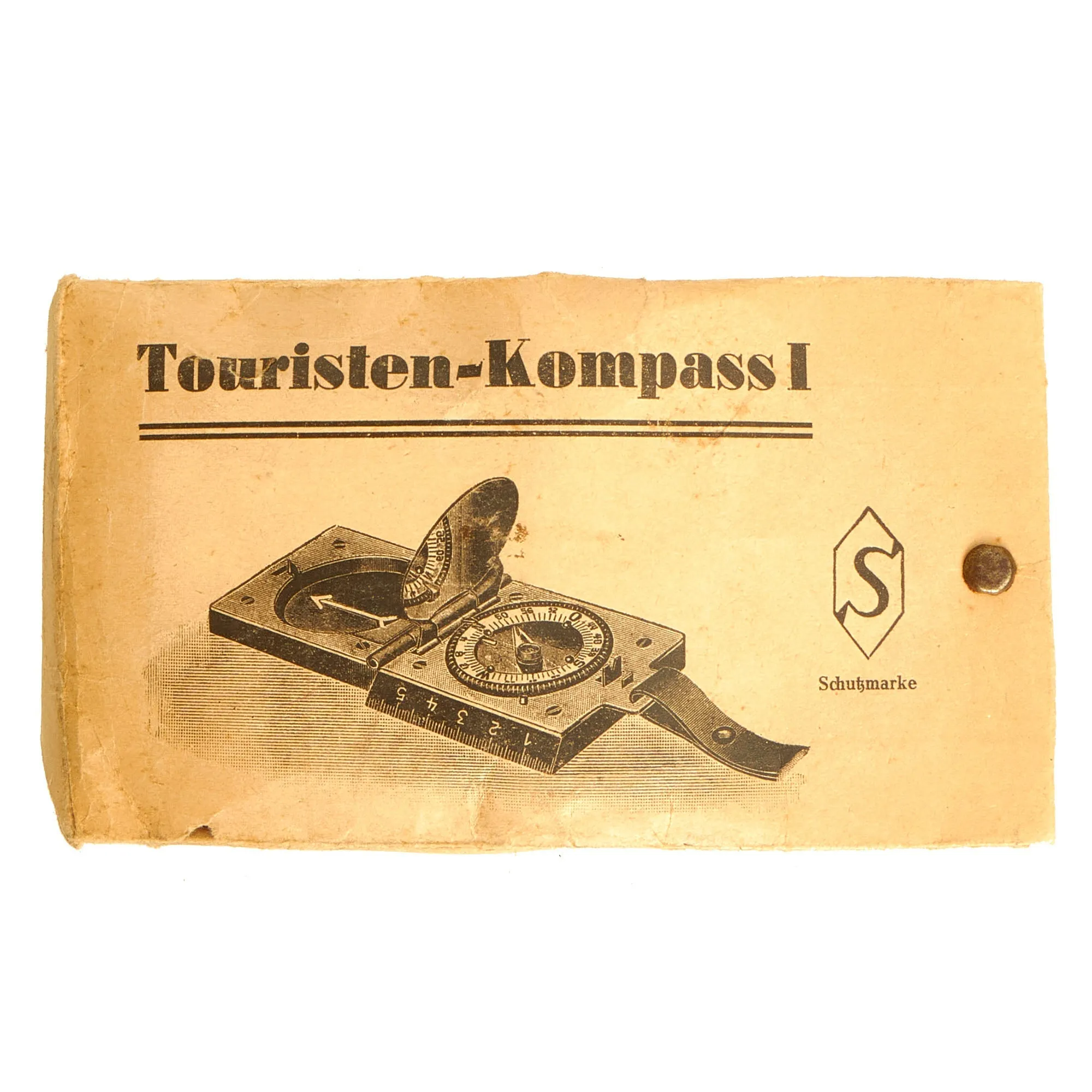 Original German WWII Tourist Market Compass in Packaging with Manual - Touristen-Kompass I