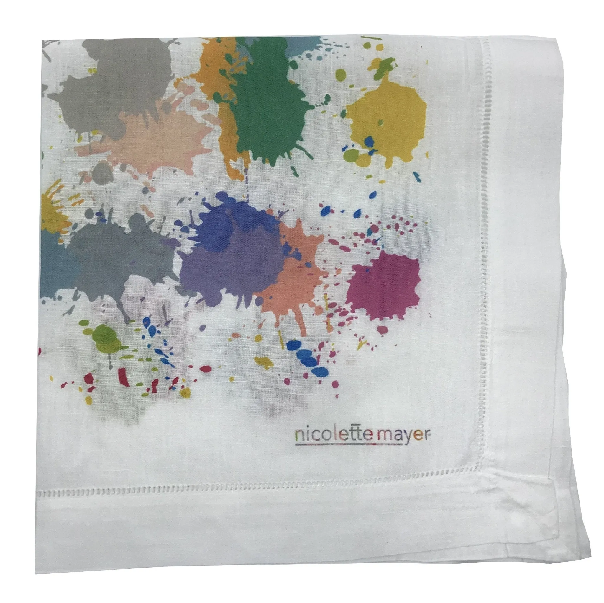 Paint Splatter 22"X22" Hemstitch Dinner Napkin, Set Of 4