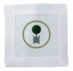 Timothy Corrigan Parterre Topiary 6X6 Hemstitch Cocktail Napkins, Set Of 4